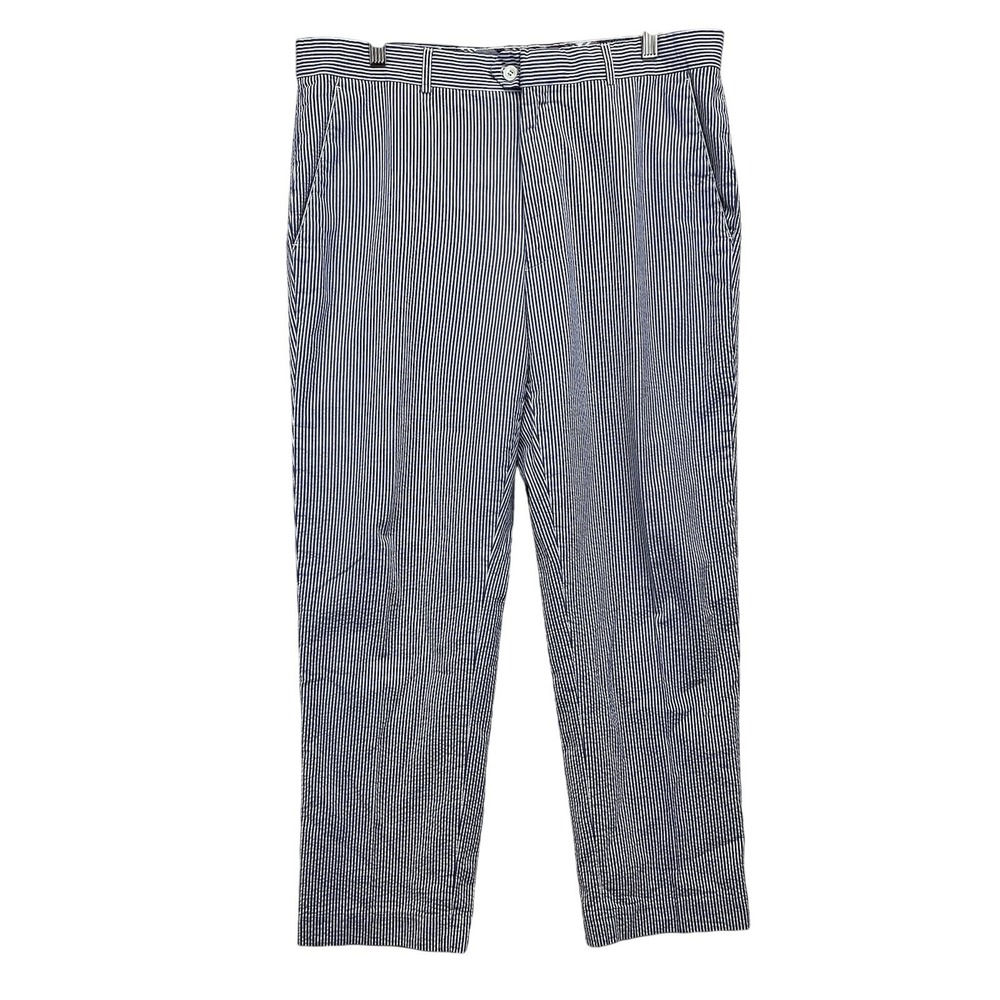 Alan‎ Flusser Seersucker Dress Pants Mens 36x30(35.5x28) Striped Cotton Trousers